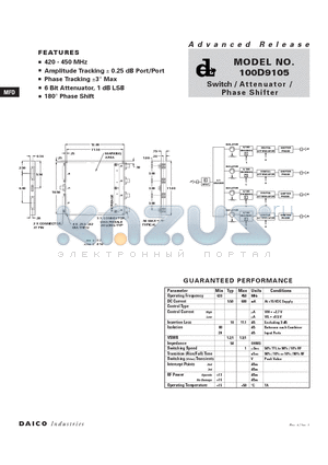 100D9105 datasheet - Switch / Attenuator / Phase Shifter