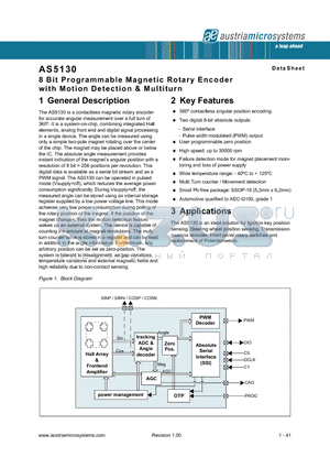 AS5130 datasheet - 8 Bit Programmable Magnetic Rotary Encoder with Motion Detection & Multiturn