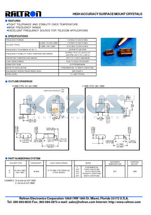 A-SMD datasheet - HIGH ACCURACY SURFACE MOUNT CRYSTALS