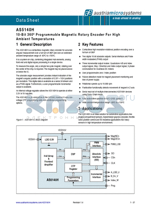 AS5140HASST datasheet - 10-Bit 360 Programmable Magnetic Rotary Encoder For High Ambient Temperatures