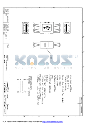 A-USB-4 datasheet - USB A FEMALE