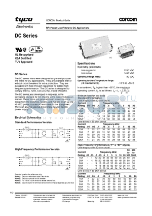 100DCF10B datasheet - RFI Power Line Filters for DC Applications