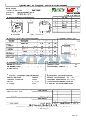 7447798050 datasheet - POWER-CHOKE WE-PDF