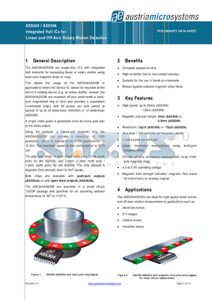 AS5306A datasheet - Integrated Hall ICs for Linear and Off-Axis Rotary Motion Detection