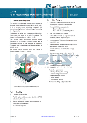 AS5045TR datasheet - 12 BIT PROGRAMMABLE MAGNETIC ROTARY ENCODER