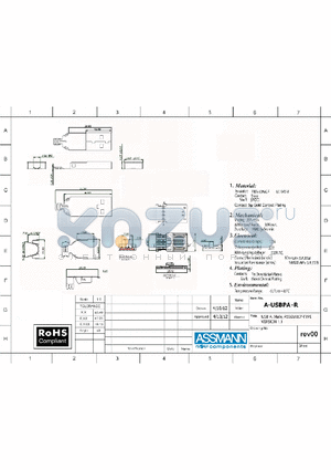 A-USBPA-R datasheet - USB A,  MALE, ASSEMBLY-TYPE VERSION 1.1