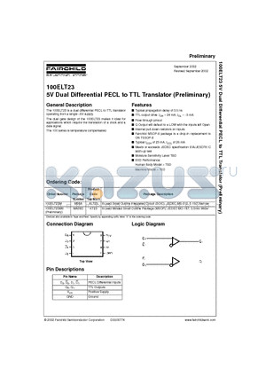 100ELT23M datasheet - 5V Dual Differential PECL to TTL Translator (Preliminary)