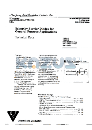 5082-2300 datasheet - Schottky Barrier Diodes for General Purpose Applications