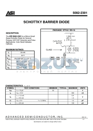 5082-2301 datasheet - SCHOTTKY BARRIER DIODE