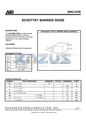 5082-2356 datasheet - SCHOTTKY BARRIER DIODE