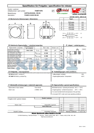 744871470 datasheet - POWER-CHOKE WE-DD