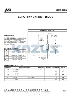 5082-2835_1008 datasheet - SCHOTTKY BARRIER DIODE