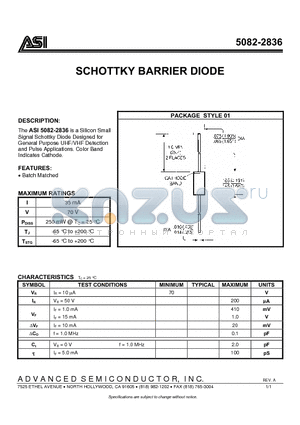5082-2836 datasheet - SCHOTTKY BARRIER DIODE