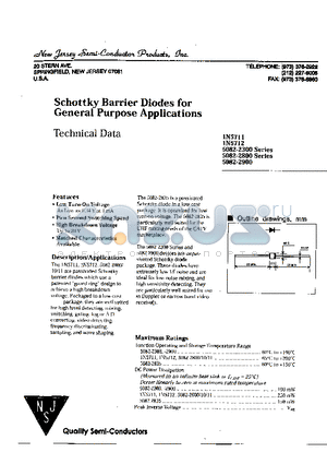 5082-2900 datasheet - Schottky Barrier Diodes for General Purpose Applications