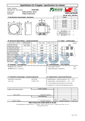 744877002 datasheet - POWER-CHOKE WE-DD