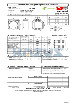 744877006 datasheet - POWER-CHOKE WE-DD