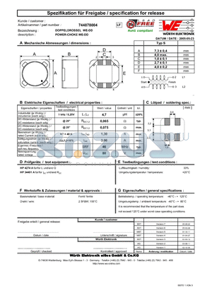 744878004 datasheet - POWER-CHOKE WE-DD