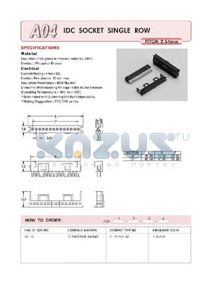 A04 datasheet - IDC SOCKET SINGLE ROW