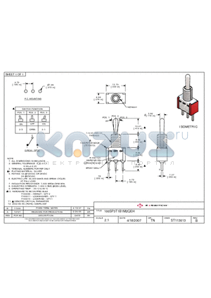 100SP3T1B1M2QEH datasheet - E-SWITCH 100SP3T1B1M2QEH