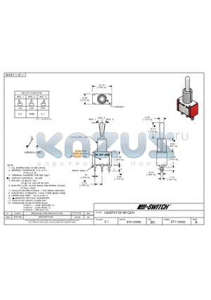 100SP5T1B1M1QEH datasheet - E-SWITCH 100SP5T1B1M1QEH