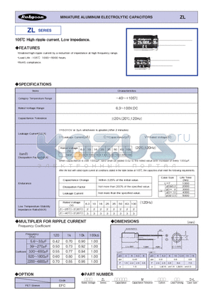 100ZL68MEFCT810X16 datasheet - MINIATURE ALUMINUM ELECTROLYTIC CAPACITORS