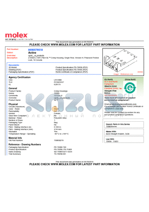 0050579510 datasheet - 2.54mm (.100