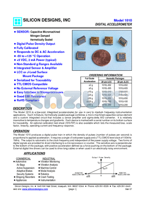 1010L-005 datasheet - DIGITAL ACCELEROMETER