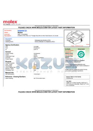 0050650122 datasheet - 2.54mm (.100