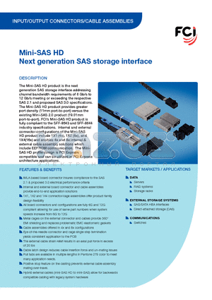 10112626-101LF datasheet - Mini-SAS HD Next generation SAS storage interface