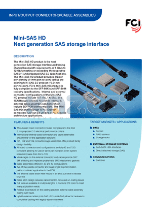 10112627-101LF datasheet - Mini-SAS HD Next generation SAS storage interface