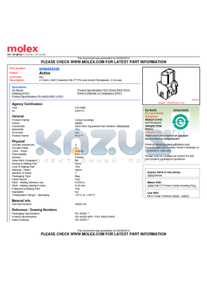 0050842020 datasheet - 2.13mm (.084