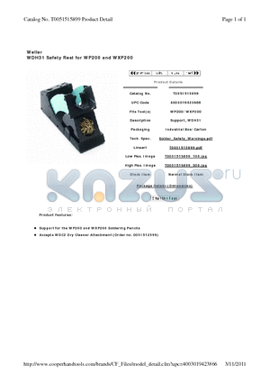 0051515899 datasheet - WDH31 Safety Rest for WP200 and WXP200