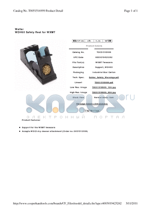 0051516999 datasheet - WDH60 Safety Rest for WXMT