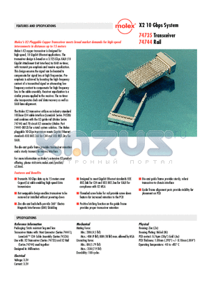 74735-0010 datasheet - X2 10 Gbps System