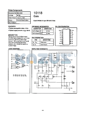 10118 datasheet - Dual 2-Wide 3-Input OR-AND Gate