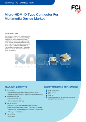 10118242-001RLF datasheet - Micro-HDMI D Type Connector For Multimedia Device Market