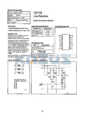 10116 datasheet - Triple Differential Line Receiver