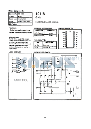 10118N datasheet - Dual 2-Wide 3-Input OR-AND Gate