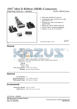 10126-3000VE datasheet - 050, Mini D Ribbon (MDR) Connectors