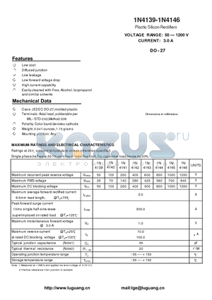 1N4141 datasheet - Plastic Silicon Rectifiers