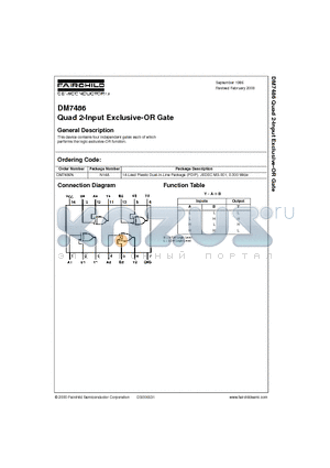 7486 datasheet - Quad 2-Input Exclusive-OR Gate