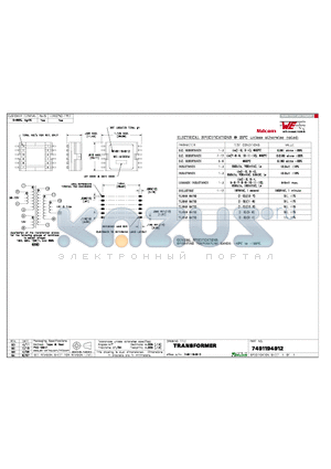 7491194912 datasheet - Tolerances unless otherwise specified