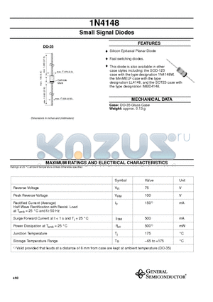 1N4148 datasheet - Small Signal Diodes