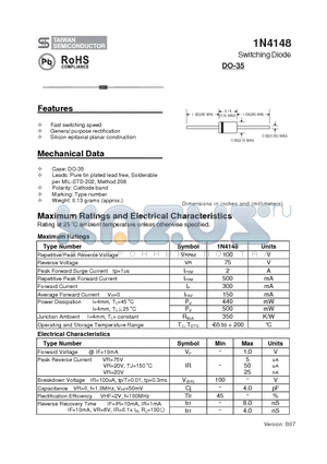 1N4148 datasheet - Switching Diode