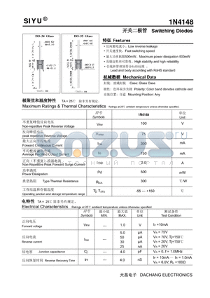 1N4148 datasheet - Switching Diodes