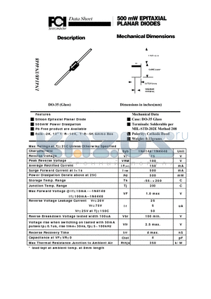 1N4148 datasheet - 500 mW EPITAXIAL PLANAR DIODES