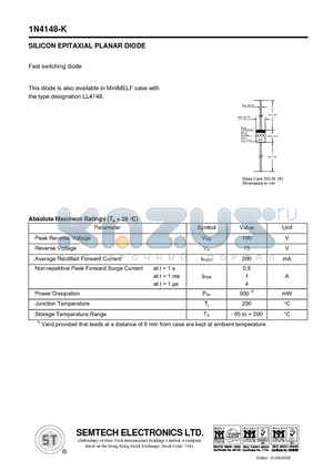 1N4148-K datasheet - SILICON EPITAXIAL PLANAR DIODE