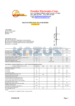 1N4148-LFR datasheet - SILICON EPITAXIAL PLANAR DIODE