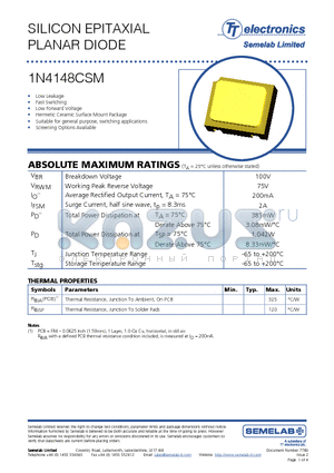 1N4148CSM datasheet - SILICON EPITAXIAL PLANAR DIODE