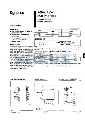 7496 datasheet - 5-Bit Shift Register Product Specfication